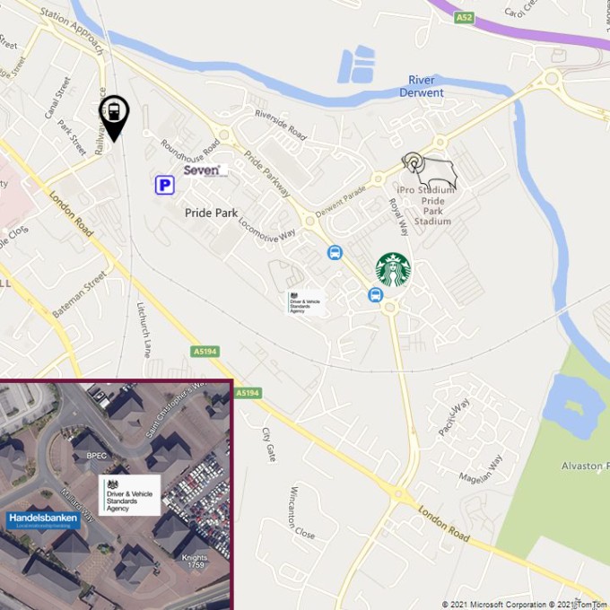 Location of Driving Theory test centre derby